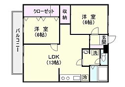 ウインズマンション 2LDKの間取図画像