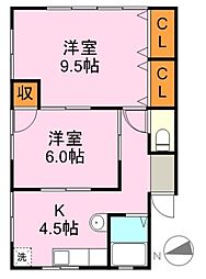 サンハイツ城山 2Kの間取図画像