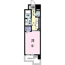 ウェーブ2 1Kの間取図画像