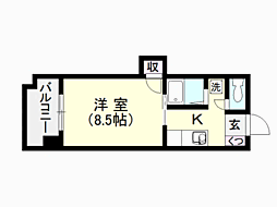 スタシオン西田 1Kの間取図画像