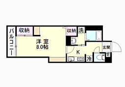 コンチェルト下荒田 1Kの間取図画像