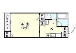 ロワパレス 1Kの間取図画像