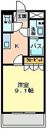 エバーシャイン 1Kの間取図画像