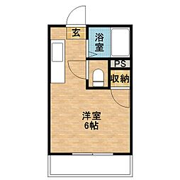 グレイス上荒田弐番館 ワンルームの間取図画像