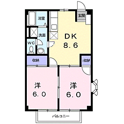ニューシティーコロンビア 2DKの間取図画像