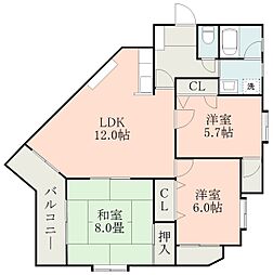 鹿児島ハイツ 3LDKの間取図画像