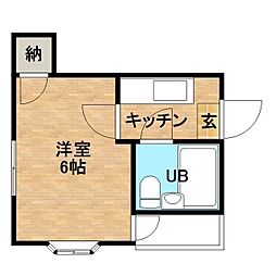 スカイコート永吉 1Kの間取図画像