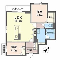 鹿児島市鴨池1丁目マンション 2LDKの間取図画像