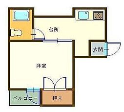 KBKスポーツ上町ビル 1Kの間取図画像
