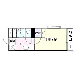 サンライフ永野 1Kの間取図画像