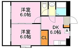 ブルースター清水町 2DKの間取図画像
