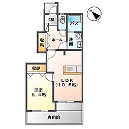 スターテラス喜入 1LDKの間取図画像