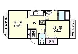 南林寺ハイツ 2Kの間取図画像