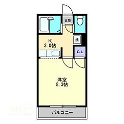ボヌール武 1Kの間取図画像