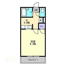 ボヌール武 1Kの間取図画像