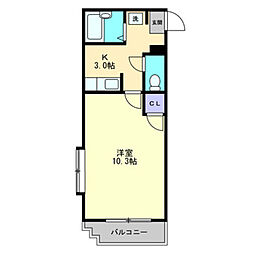 ボヌール武 1Kの間取図画像