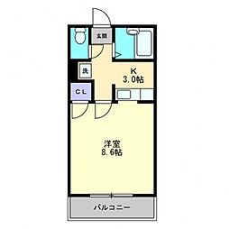 ボヌール武 1Kの間取図画像