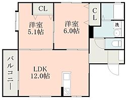 グランナチュール 2LDKの間取図画像