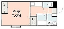 リバーサイドMK2 1Kの間取図画像