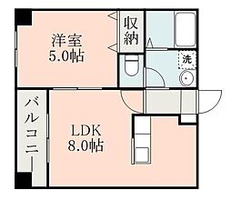 サンスマイル 1DKの間取図画像