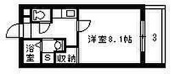 Y'sTERRACE2 1Kの間取図画像