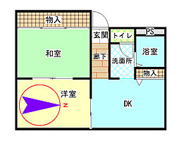エクセリーヌ・ホワイト 2DKの間取図画像