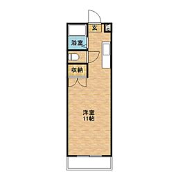 フロウレス新屋敷 ワンルームの間取図画像