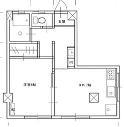 第3田畑ビル 1DKの間取図画像