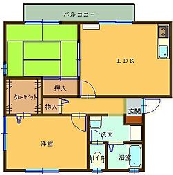 ハイカムールフローラ 2SLDKの間取図画像
