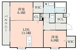 鹿児島市谷山中央2丁目マンション 2LDKの間取図画像