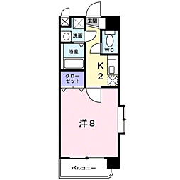 グラン・ビュー高麗 1Kの間取図画像