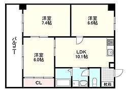 ドミール西田 3LDKの間取図画像