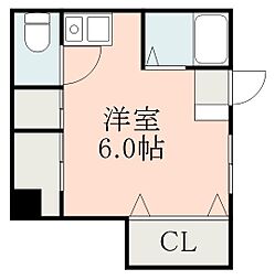 スプリングハイツ中洲 ワンルームの間取図画像
