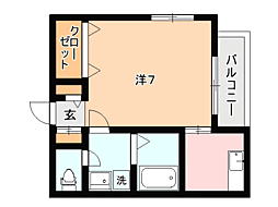 e-テラス 1Kの間取図画像
