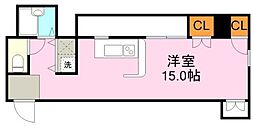 レズィダンスシャルルフロッケ山下町 ワンルームの間取図画像