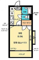 15th富山ビル 1Kの間取図画像