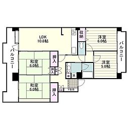 小田急サンシティ鴨池2号棟 4LDKの間取図画像