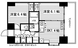 パークサイド加治屋町 2DKの間取図画像