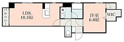 プランタン加治屋町 1LDKの間取図画像