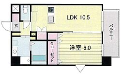 サンハイツ中洲通り 1LDKの間取図画像
