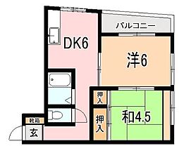 第一メゾン紫原 2DKの間取図画像