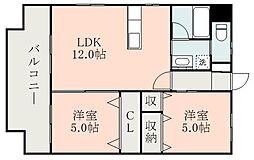 ハイム有嶋 2LDKの間取図画像