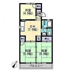 セジュール石田1 3DKの間取図画像