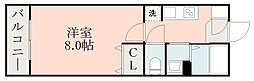 ティダ荒田 1Kの間取図画像