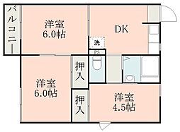コーポラスナカシマ 3DKの間取図画像