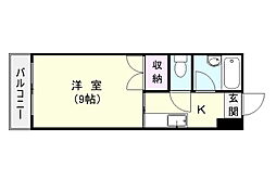 セントヒルズ鹿児島 1Kの間取図画像