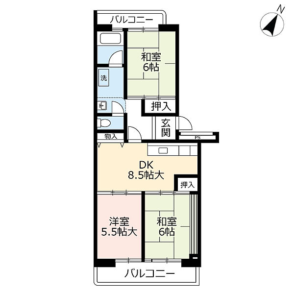 UR黒崎平尾町 ｜福岡県北九州市八幡西区平尾町(賃貸マンション3DK・1階・67.13㎡)の写真 その2