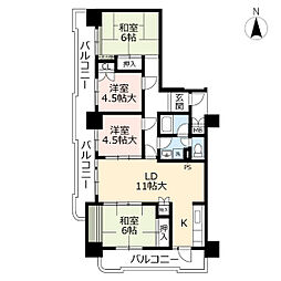 UR都市機構サンハイツ前田4号棟 4LDKの間取図画像