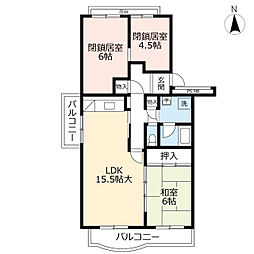 UR都市機構黒崎平尾町団地2棟 1LDKの間取図画像