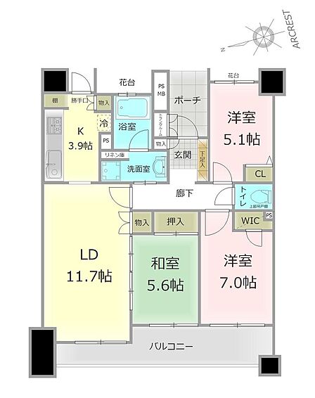 家族が暮らしやすい動線に配慮した間取りプラン。各居室をしっかり確保し、快適な生活を実現できる住まいです。